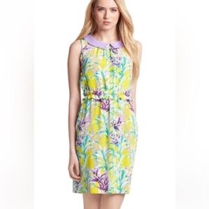 KATE SPADE Peter Pan Collar Floral Yellow and Purple Dress